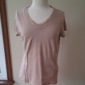 Elegant Tan V-Neck Women's Top